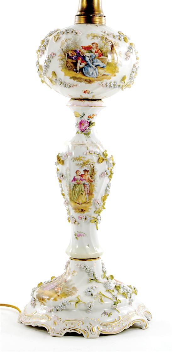 Meissen porcelain lamp bulbous