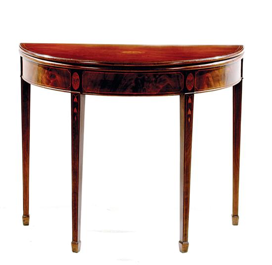 Hepplewhite inlaid mahogany demilune 135465