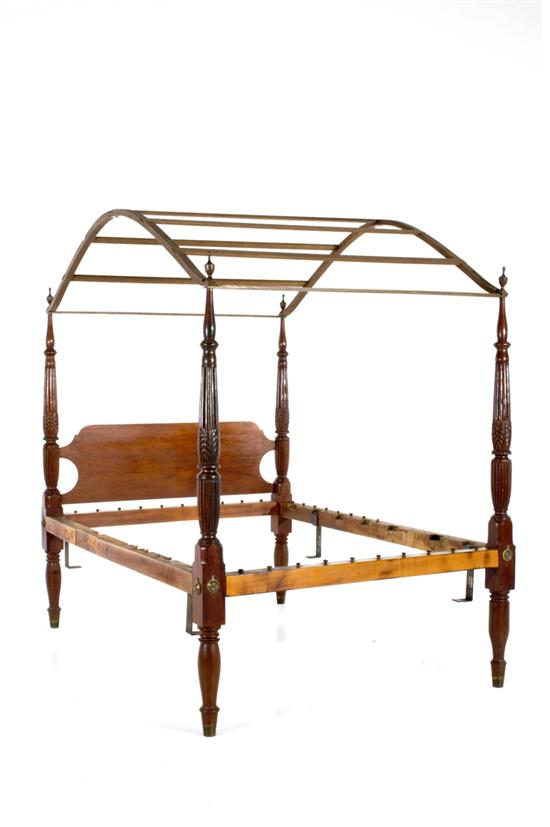 Federal mahogany carved bedstead