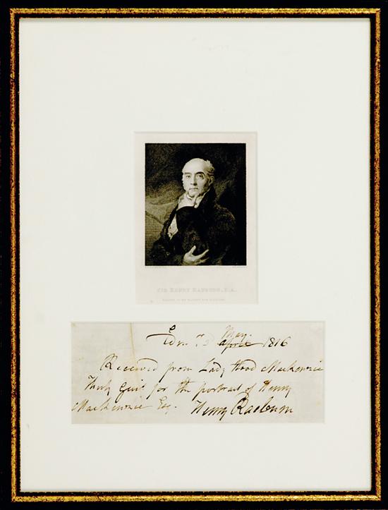 Sir Henry Raeburn signed letter 135486