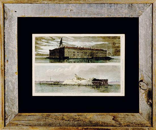 Three Civil War framed prints FORT SUMTER