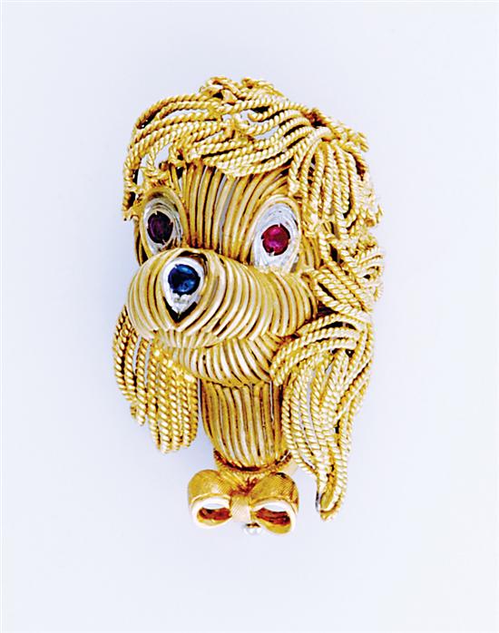 Italian gold poodle pendant rope twist 1354d6