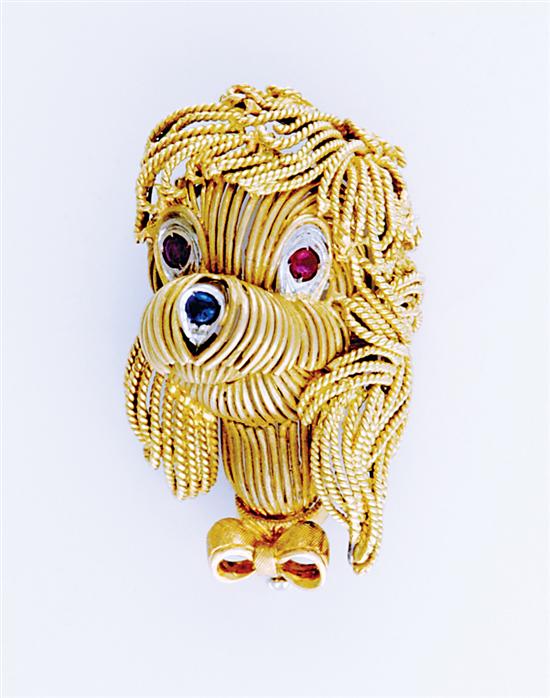 Italian gold poodle pendant rope-twist