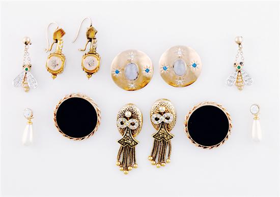 Collection of gold and gemstone earrings