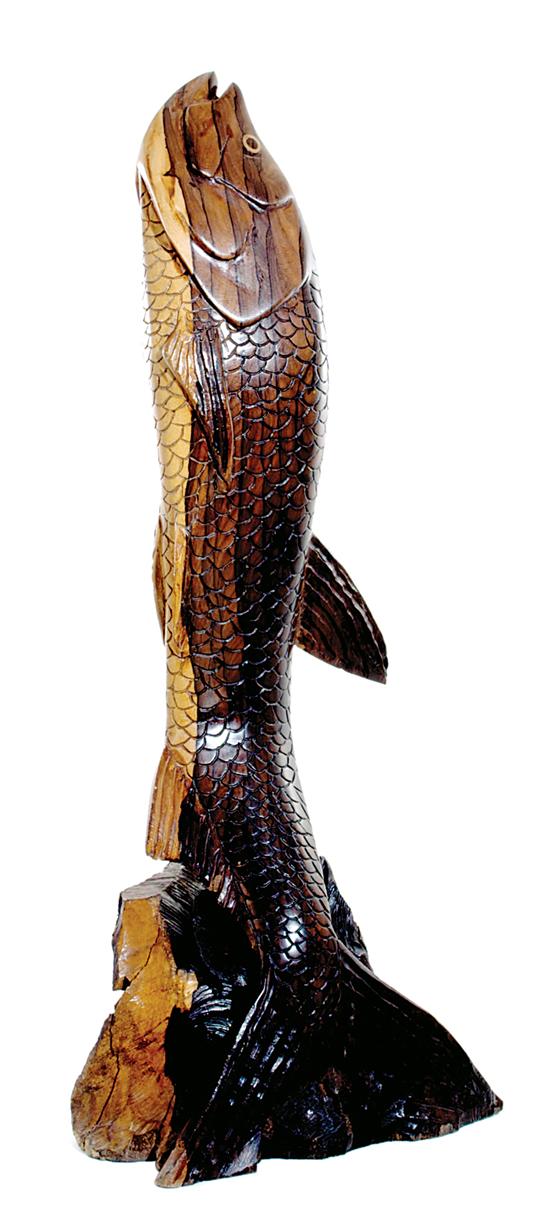 Carved wood fish exotic hardwood 135504