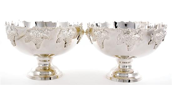 Pair silverplate pedestal punchbowls 135543