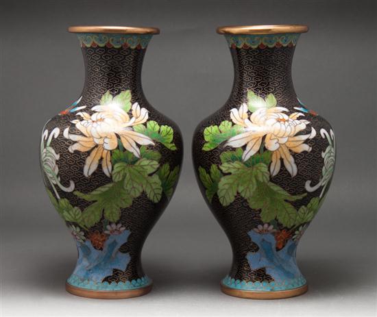 Pair of Chinese cloisonne enamel