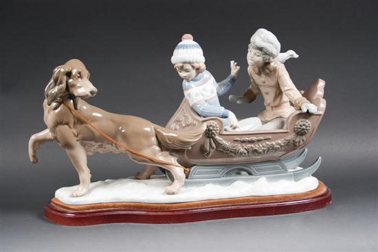 Lladro porcelain figural group Sleigh