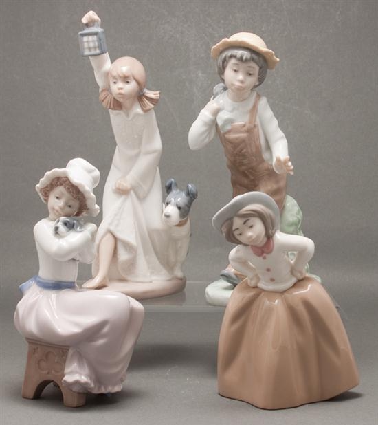 Four Nao porcelain figures girl with