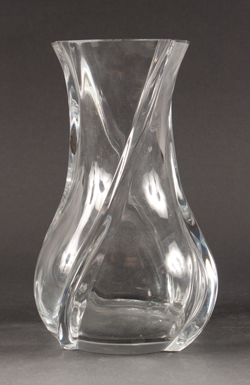 Baccarat crystal vase acid etched