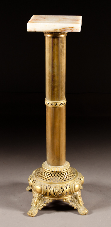 Victorian cast brass onyx top pedestal 1359d7