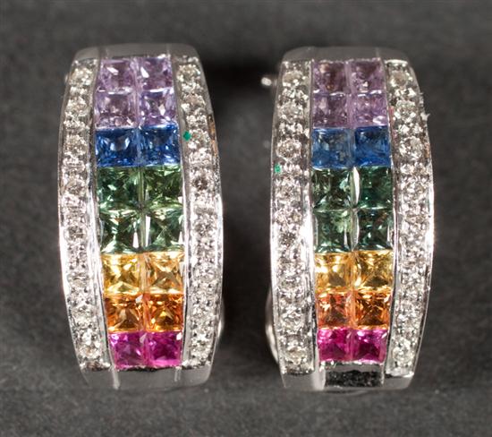 Pair of 14K white gold diamond 135a65