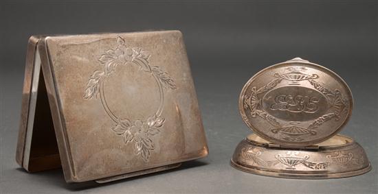 Two engraved silver boxes 1 powder 135aa3