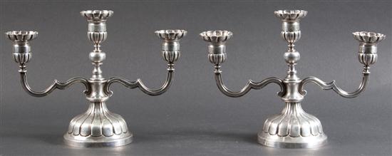 Pair of Mexican silver three light 135ab3