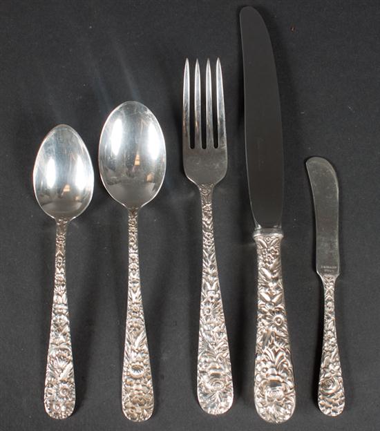 Set of American repousse sterling