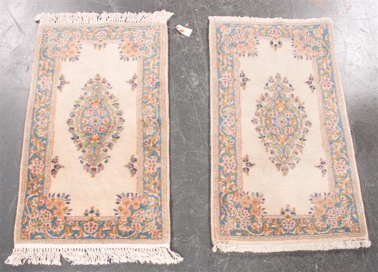 Pair of Kerman medallion rugs Iran 135b0b