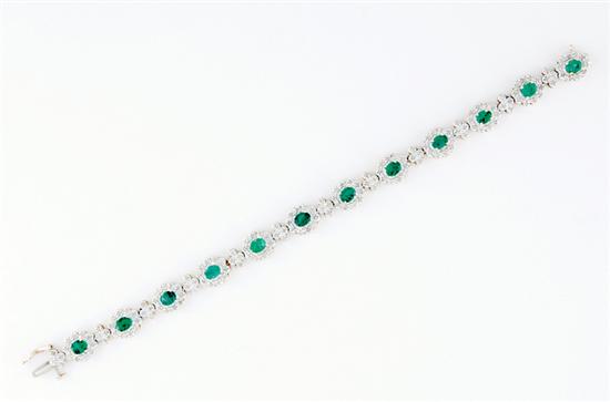 Emerald and diamond bracelet 14K 135b8b