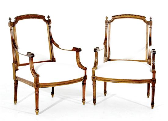 Pair French carved walnut fauteuils 135b93