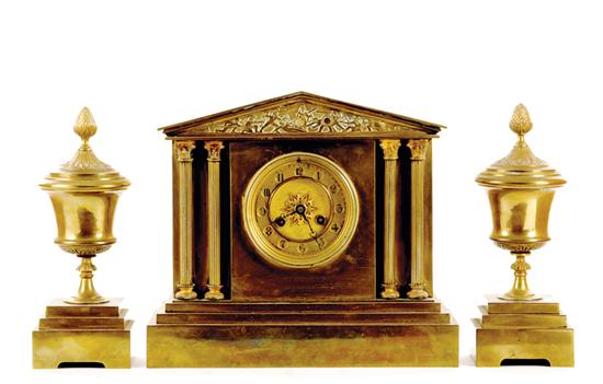 French brass clock garniture late 135bbd