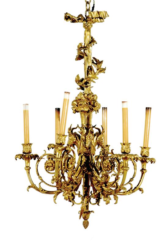 French bronze five-light chandelier