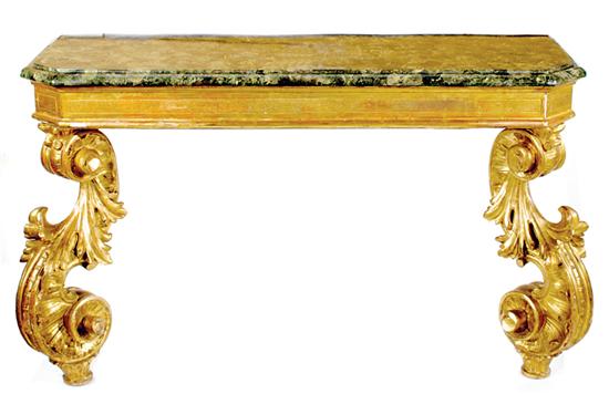 Pair Italian giltwood console tables