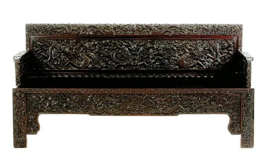 Chinese carved hardwood bench early