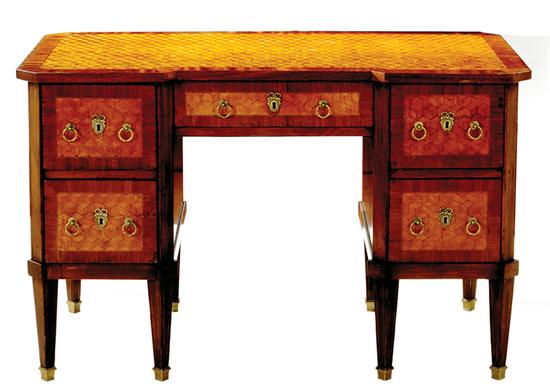 French inlaid mahogany and marquetry