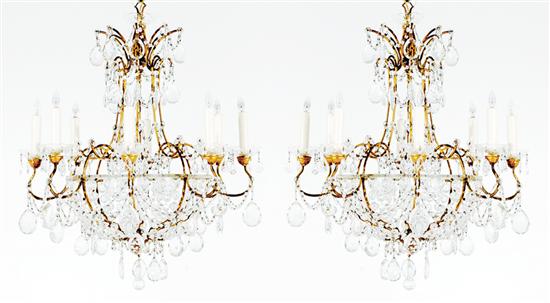 Pair French eight-light crystal