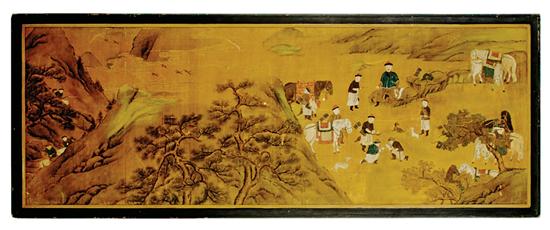 Chinese painted silk scenic panel