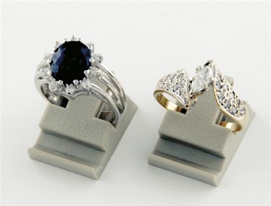 Sapphire and diamond ring and diamond