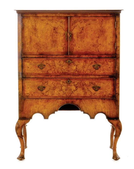 Queen Anne style burl walnut cabinet 135c67