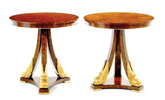 Pair Maitland Smith walnut and giltwood