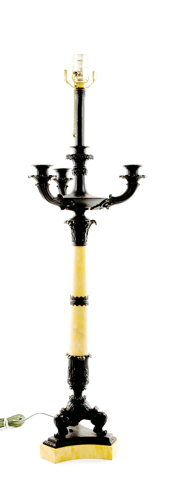 Charles X bronze and marble candleabra 135c76