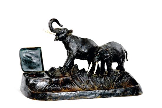 Bronze figural inkwell early 20th