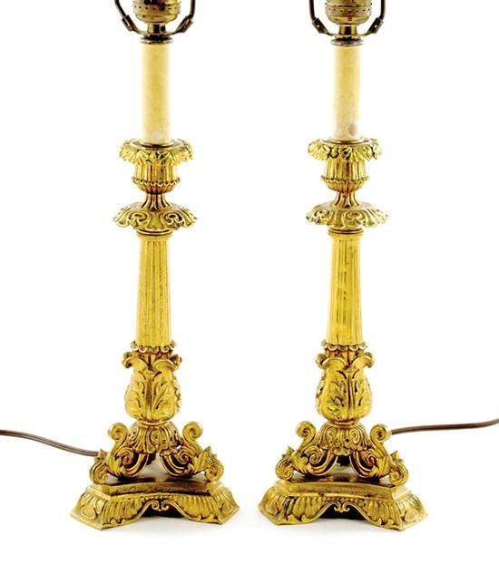 Pair French gilt bronze candlesticks 135c7a