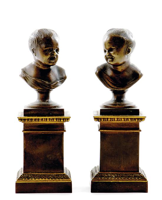 Pair French bronze miniature busts 135c74