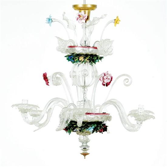 Murano glass six light floral chandelier 135c83