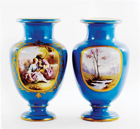 Pair French painted porcelain vases 135c94
