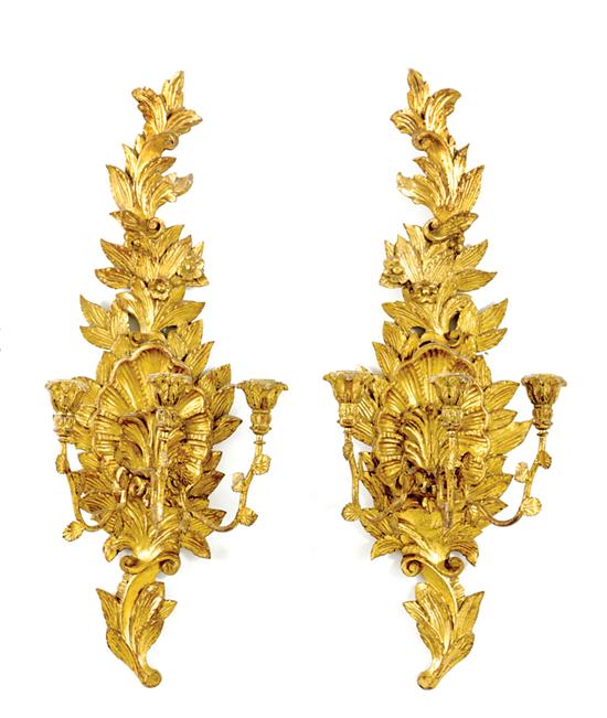 Pair carved giltwood and metal 135caa