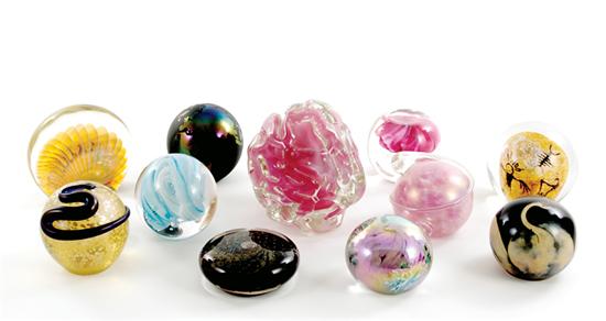 Art glass paperweight collection circa