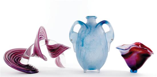 Art glass sculptures and vase abstract