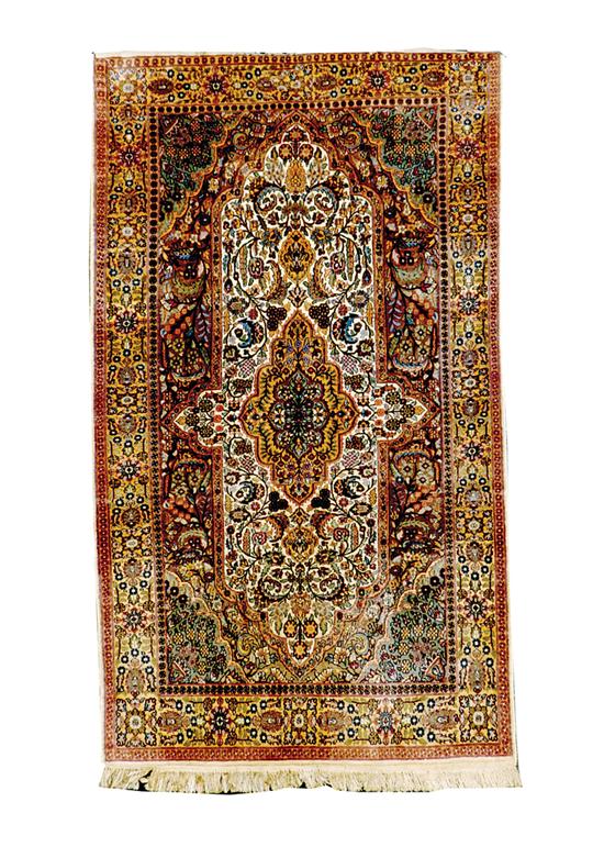 Fine silk Tabriz carpet 2'11''