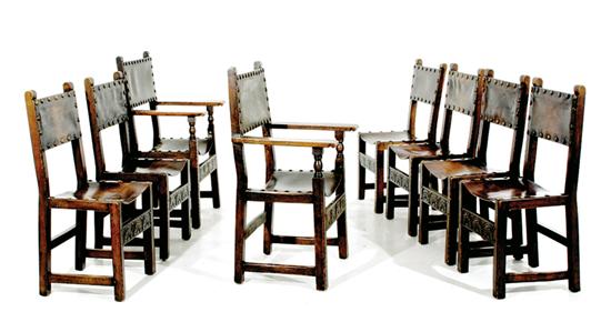 Set of eight Jacobean Revival oak 135df4