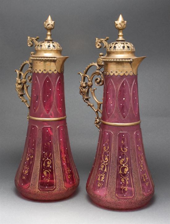 Pair of Bohemian brass-mounted