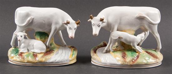 Pair of Staffordshire painted earthenware