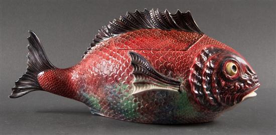 Portuguese painted ceramic fish-form