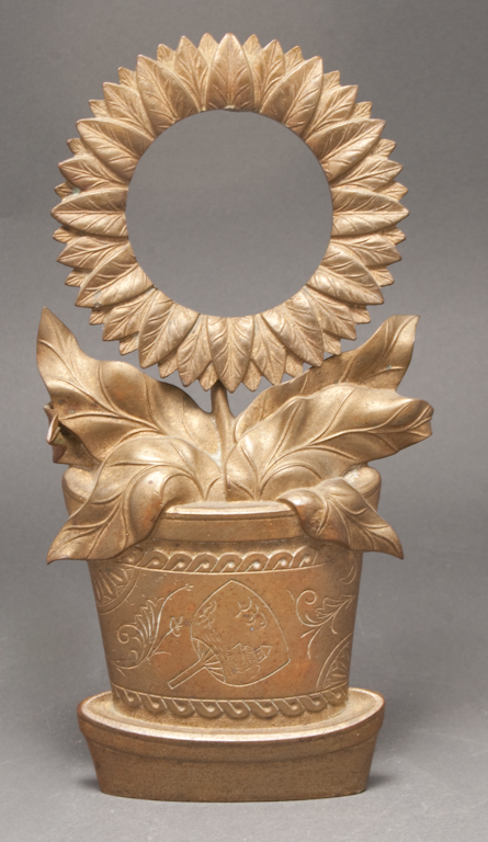 Arts and Crafts brass potted sunflower form 135eda