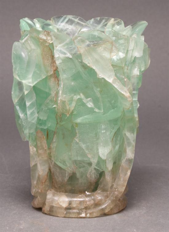 Chinese carved green quartz vase