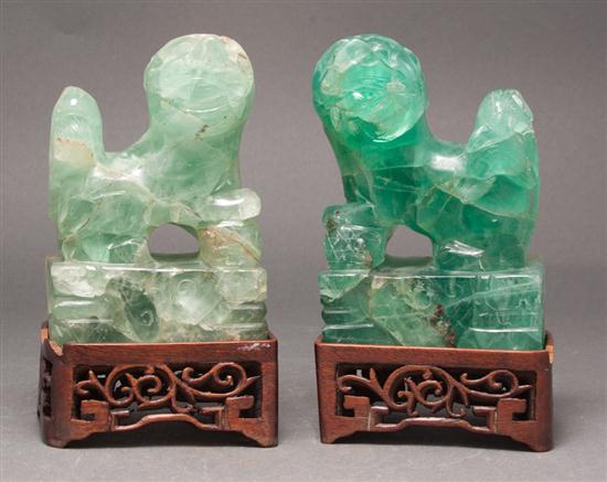 Pair of Chinese carved green quartz 135ee6