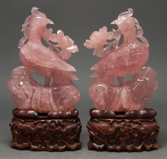 Pair of Chinese carved rose quartz 135ef0